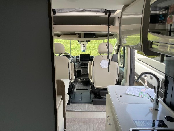 The back view from the kitchen in the Tellaro Ram Motorhome.