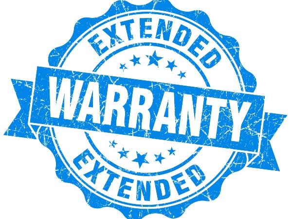 a blue extended warranty sign