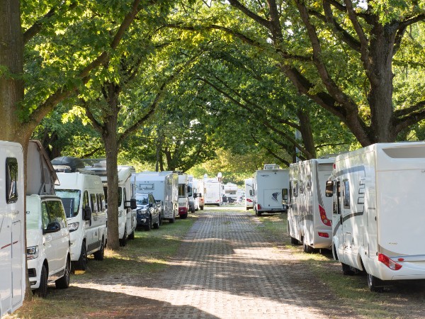 motorhomes parked next to each other