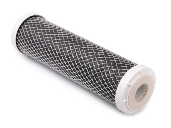 a water filter cartridge laying on its side